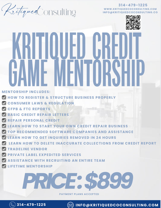 KRITIQUED CREDIT GAME MENTORSHIP
